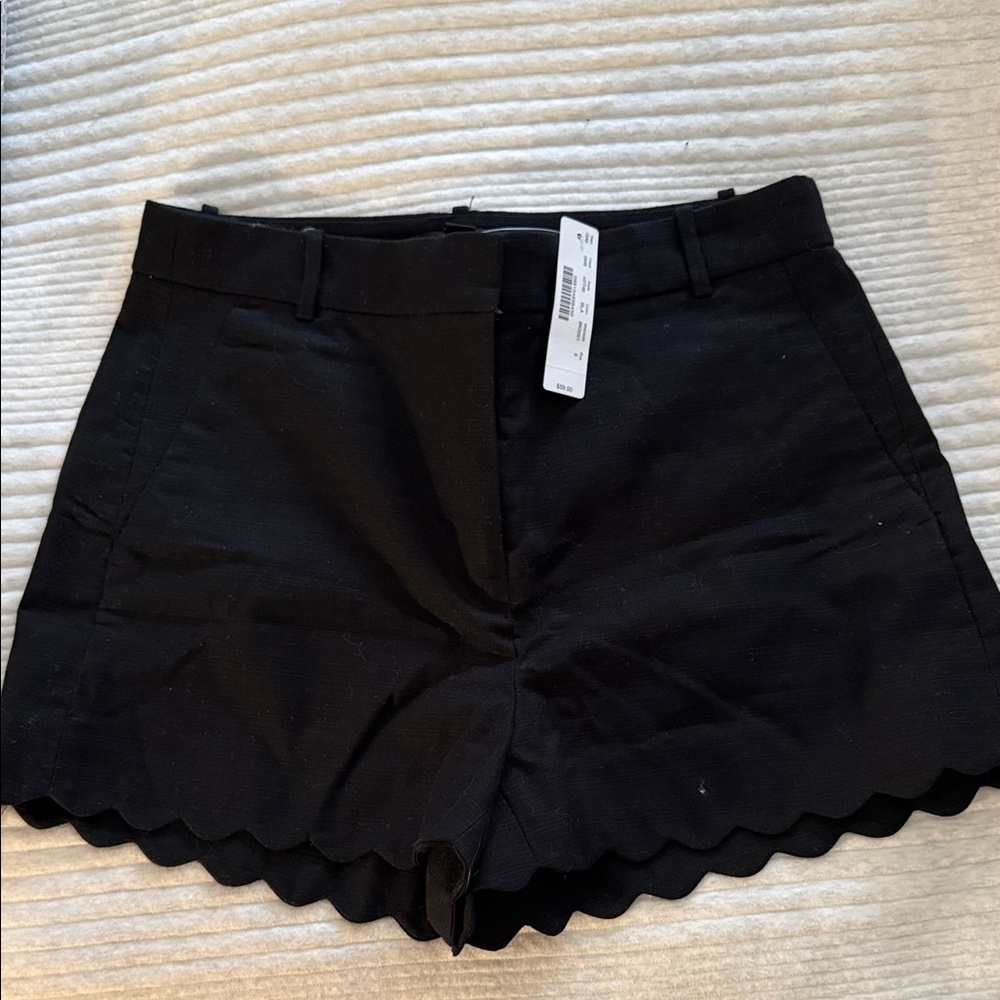 J. CREW Black Scalloped Hem Women Shorts